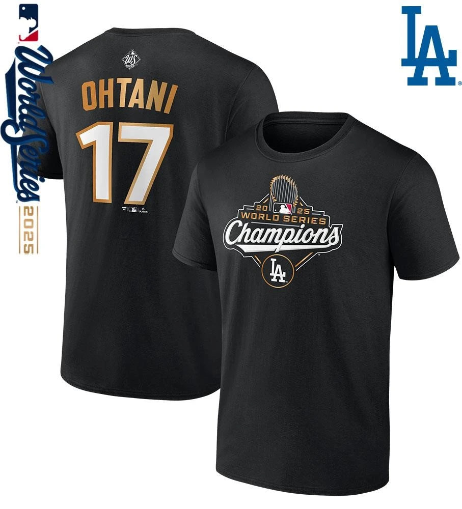 Shohei Ohtani Los Angeles Dodgers 2025 World Series Champions Name &amp; Number T-Shirt