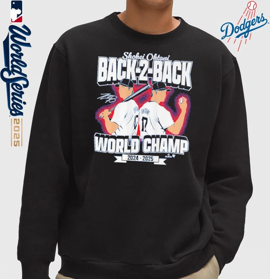 Shohei Ohtani Los Angeles Dodgers Back-To-Back World Champ T-Shirt