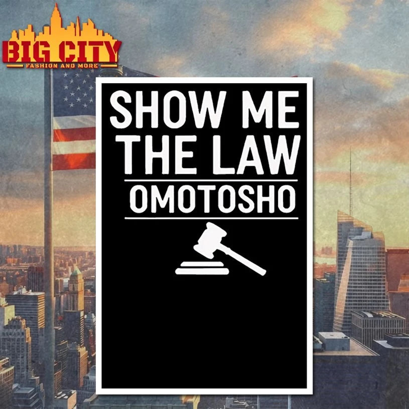 Show Me The Law Omotosho black shirt