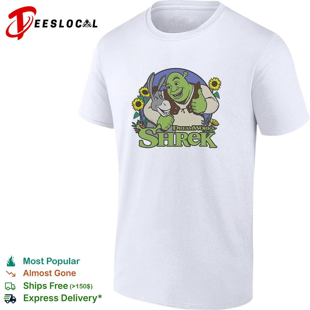 Shrek Donkey DreamWorks sunflowers friendship vintage beige shirt