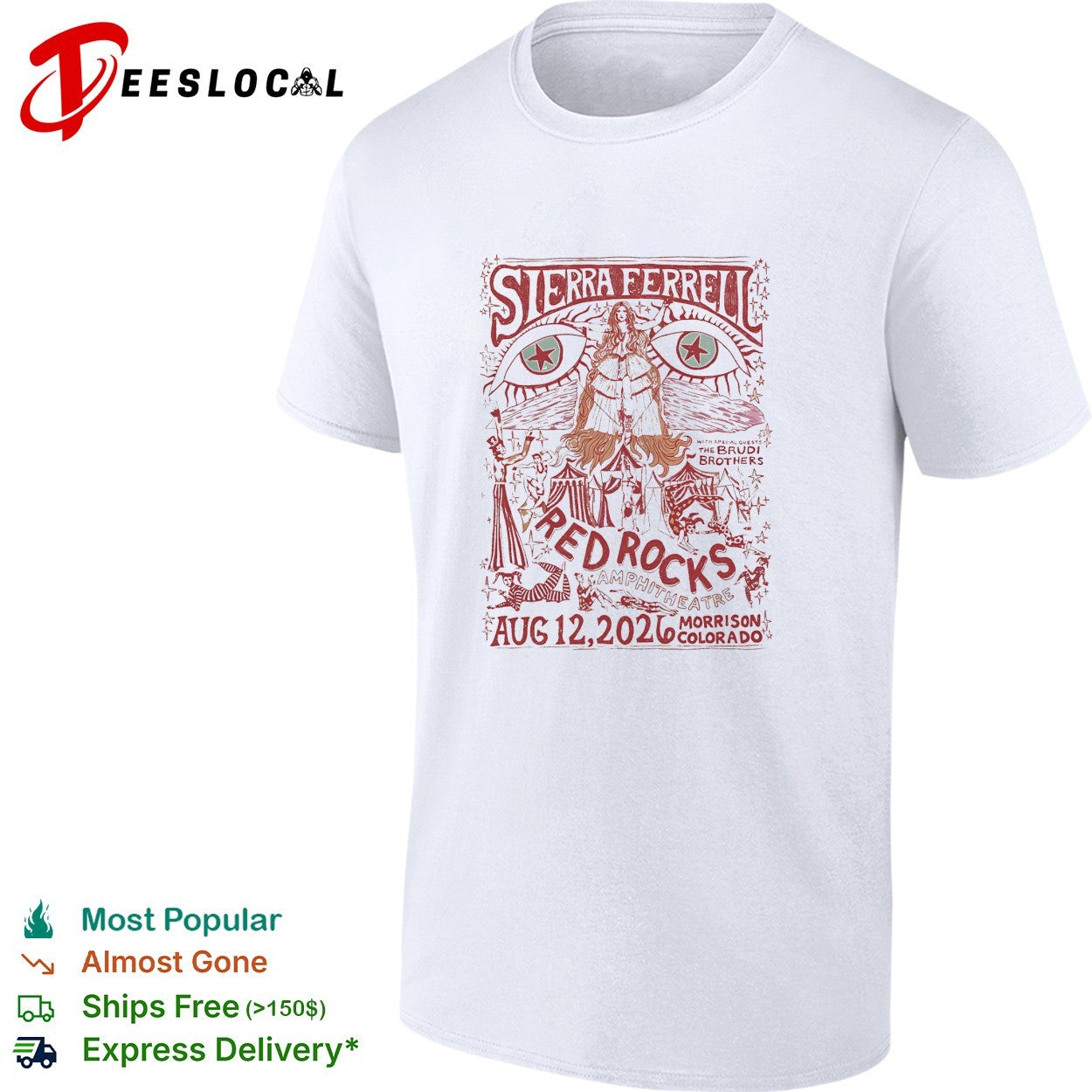Sierra Ferrell Red Rocks Amphitheatre Aug 12 2026 The Brudi Brothers Morrison Colorado shirt