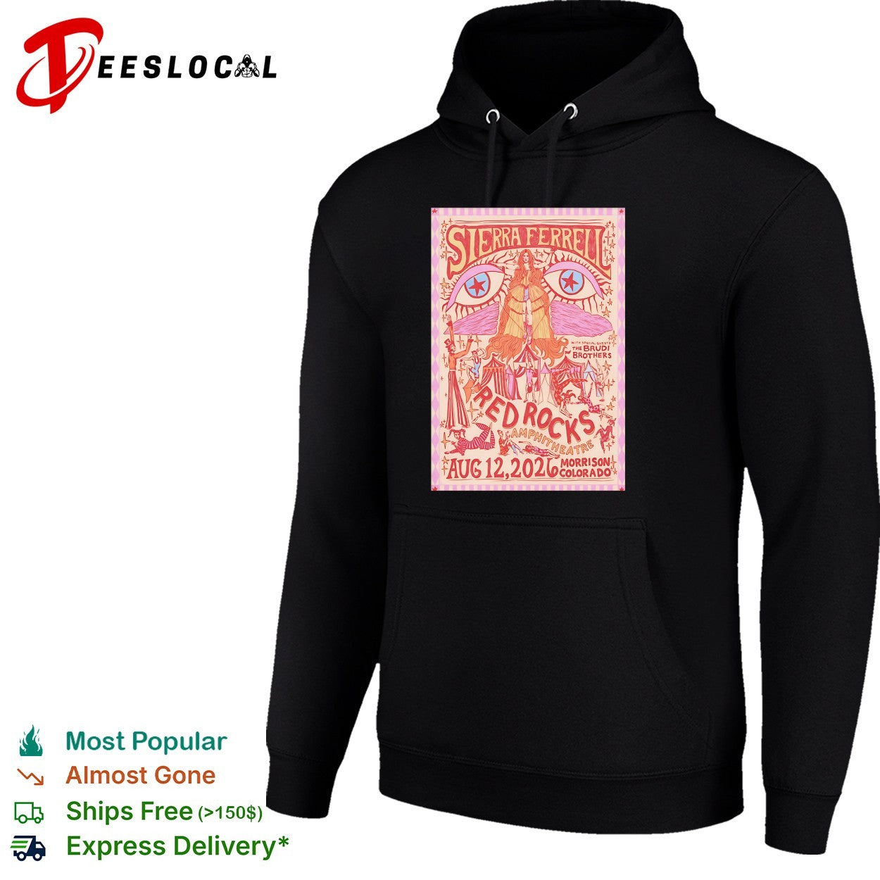 Sierra Ferrell Red Rocks Aug 12 2026 Morrison Colorado pink version poster shirt