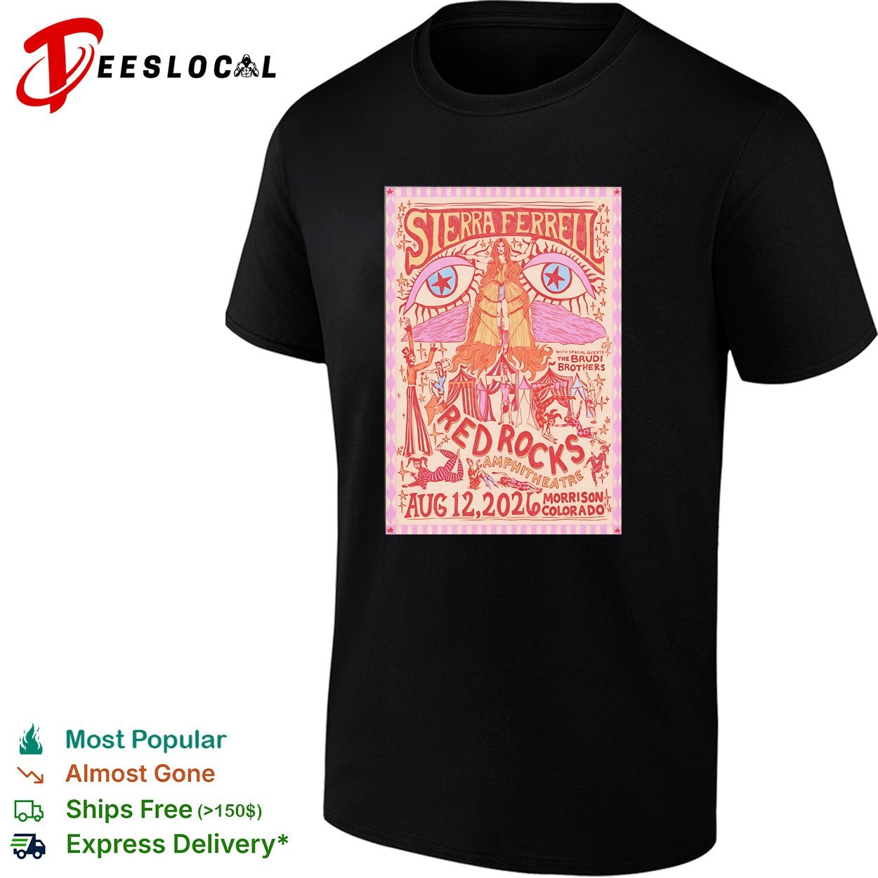 Sierra Ferrell the Brute Brothers Red Rocks Aug 12 2026 Morrison Colorado poster shirt