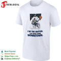 Silhouette dunking basketball through office window I’m the mayor I do work from downtown shirt