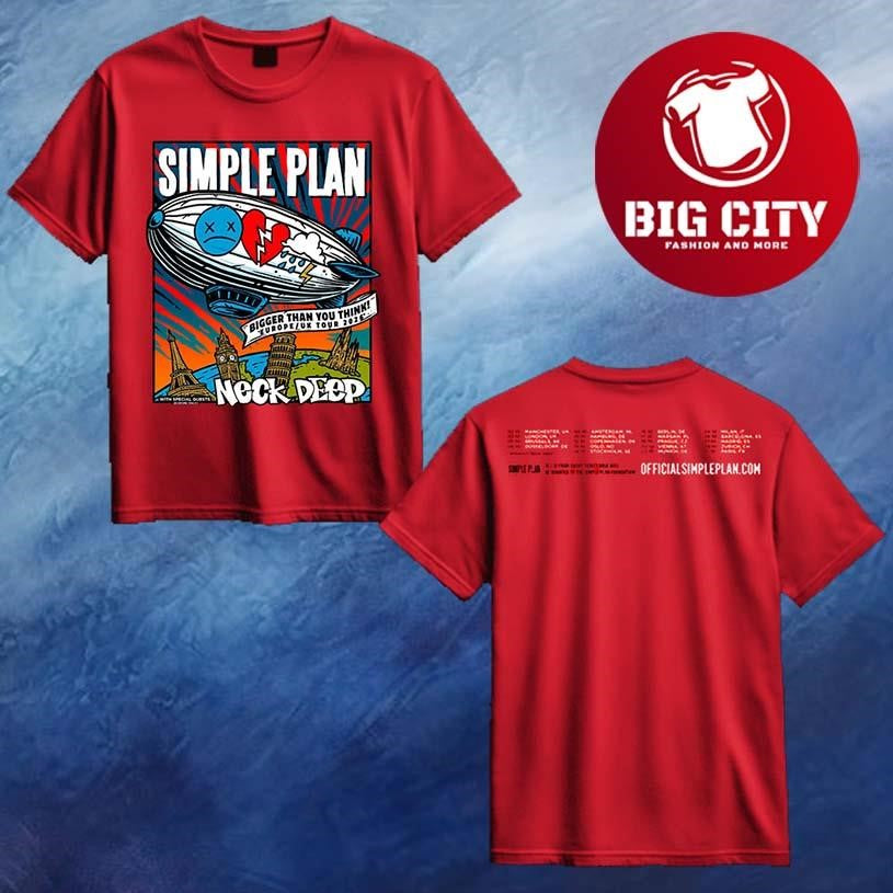 Simple Plan Bigger Than You Think Europe UK Tour 2026 Schedule Two Sided Shirt