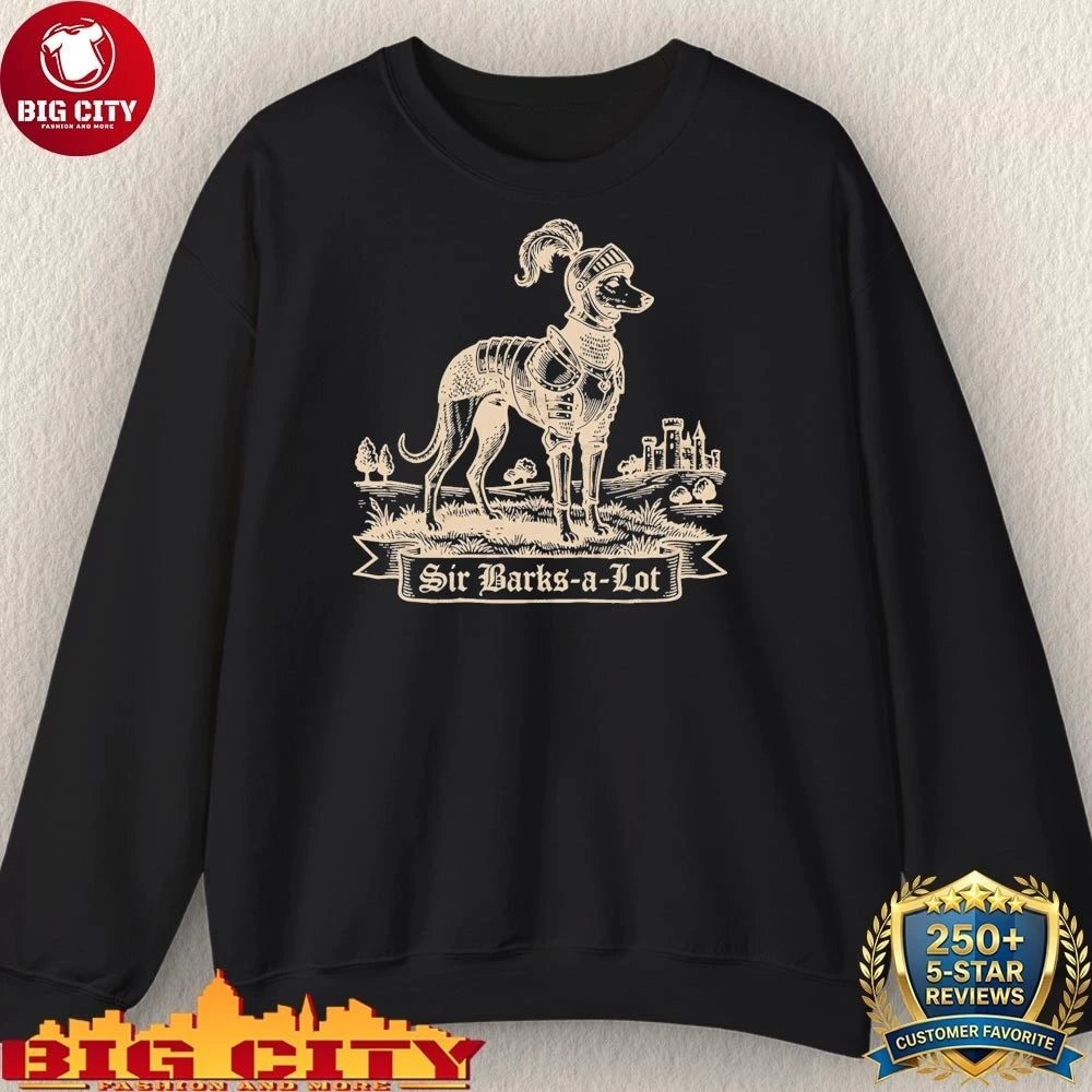 Sir Barks-a-Lot Sir Lancelot Parody Woodcut shirt