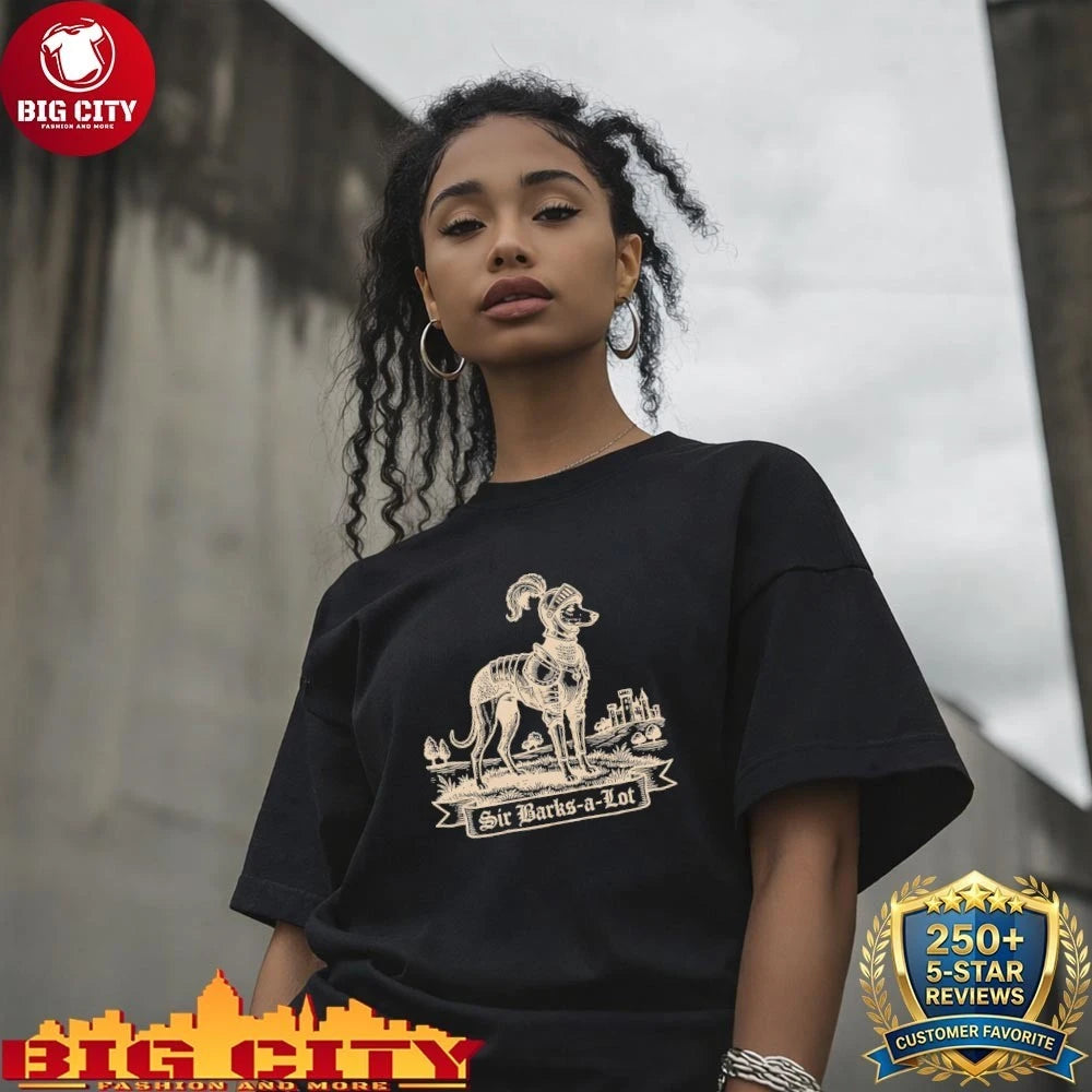 Sir Barks-a-Lot Sir Lancelot Parody Woodcut shirt