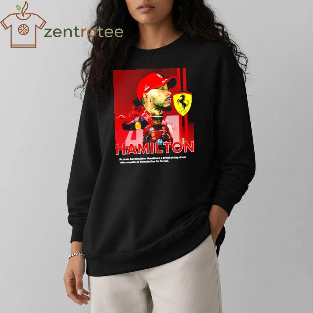 Sir Lewis Carl Hamilton is a British racing driver who competes in Formula One for Ferrari tee