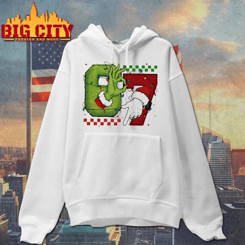 Six Seven 6 7 Christmas Shirt, Trendy Christmas Meme Viral Checkered Xmas Humour