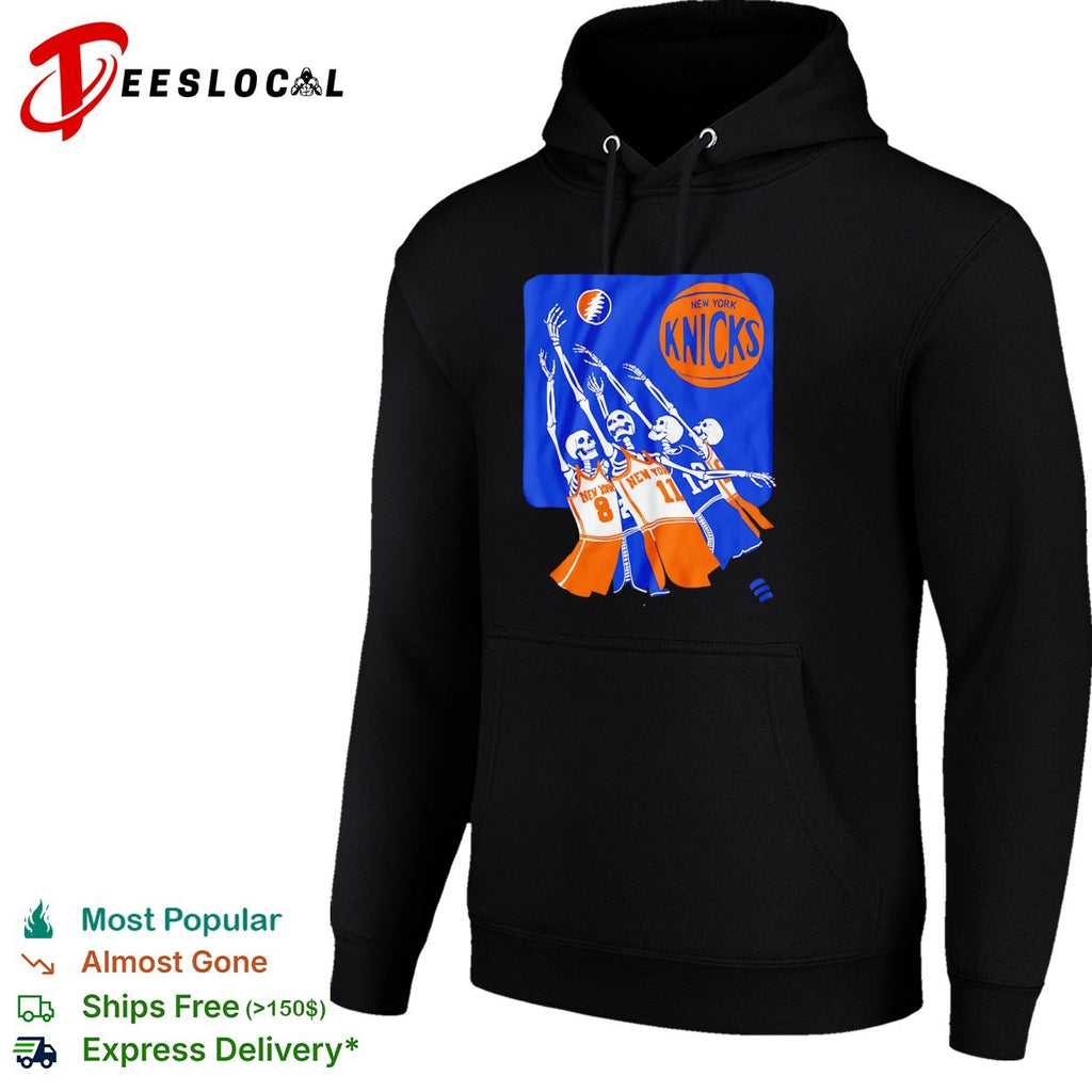 Skeleton Jalen Brunson Karl Anthony Towns New York Knicks Grateful Dead Skeleton NBA shirt