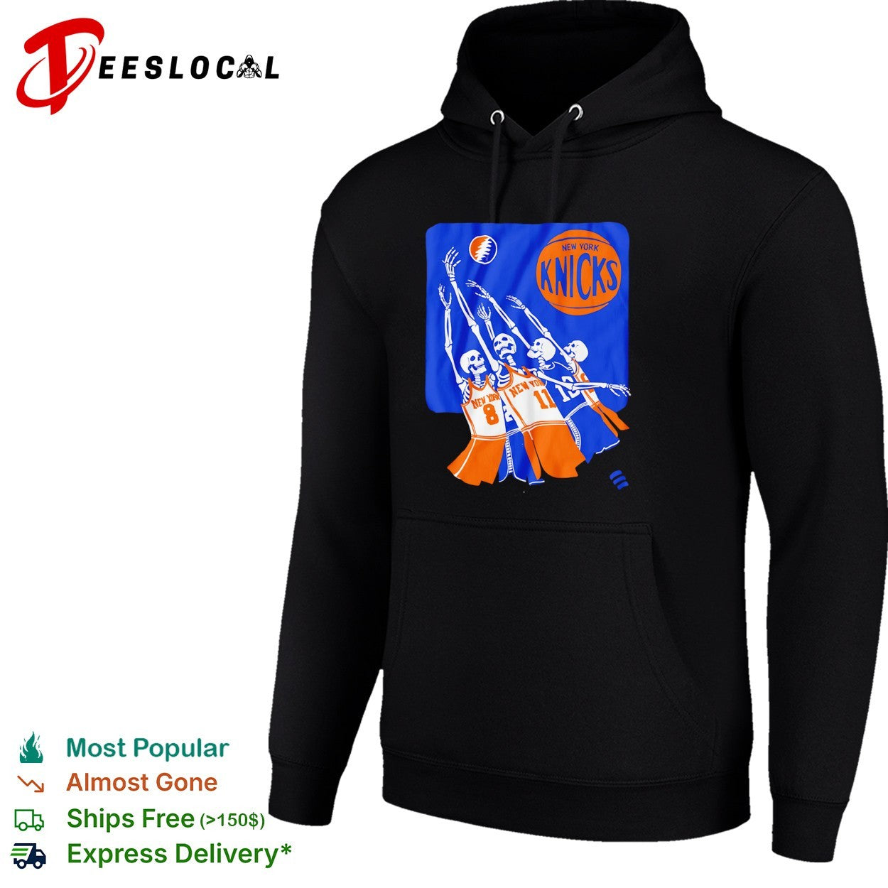 Skeleton Jalen Brunson Karl Anthony Towns New York Knicks Grateful Dead Skeleton NBA shirt