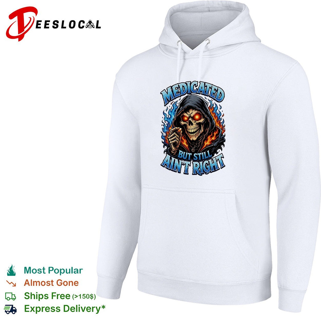 Skeleton Medicated right but still ain’t right graphic shirt