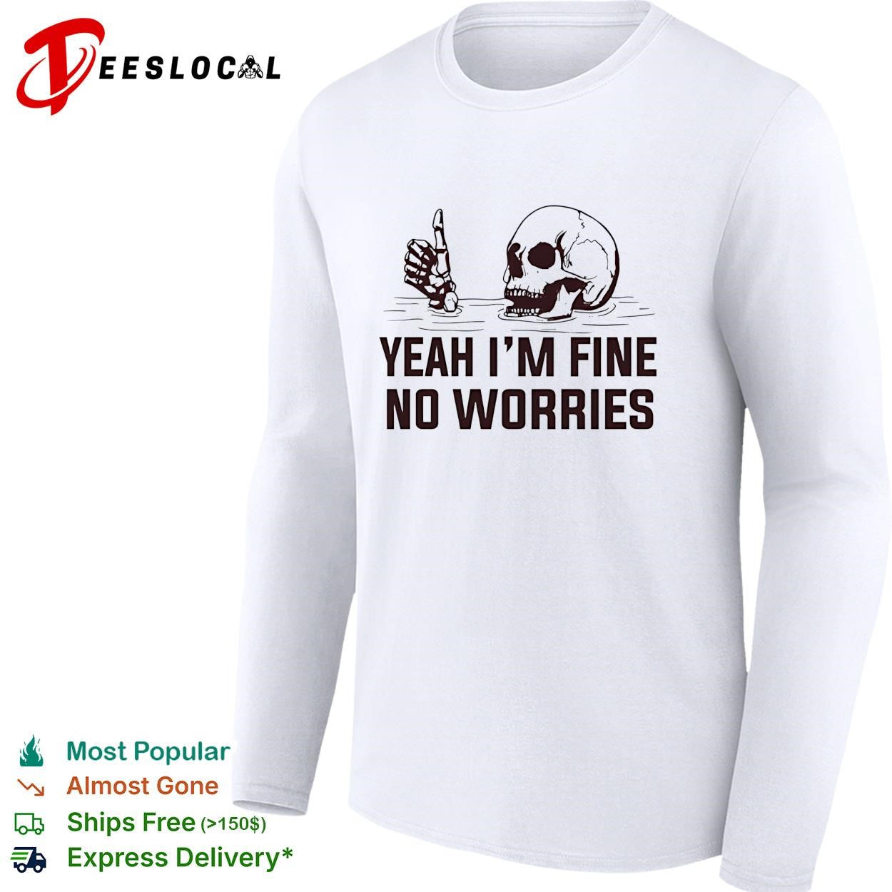 Skeleton under water ok hand sign yeah I’m fine no worries shirt