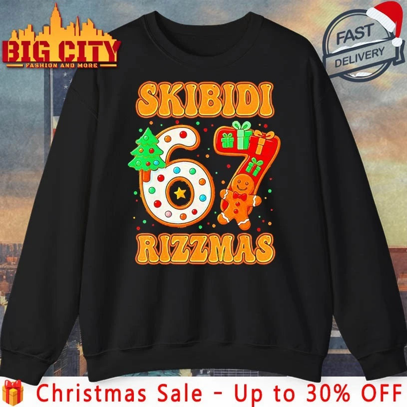 Skibidi Rizzmas 67 Funny Six Seven Meme Christmas shirt
