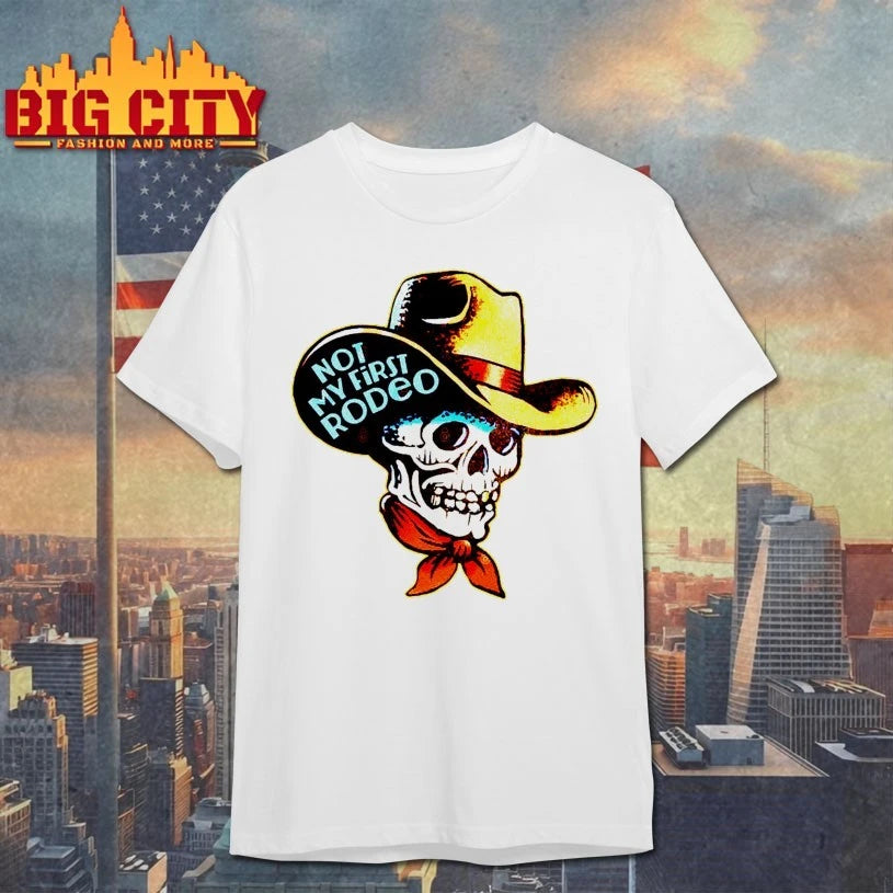 Skull cowboy Not My First Rodeo shirt