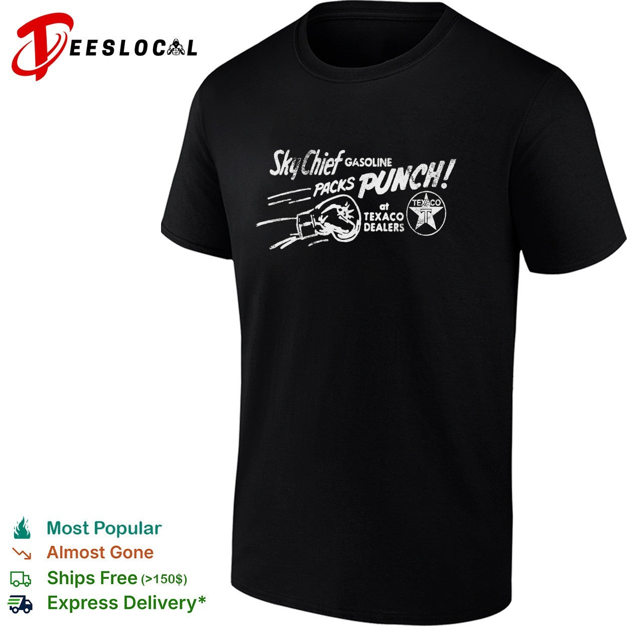 Sky Chief gasoline packs punch at Texaco dealers logo vintage branding sport shirt