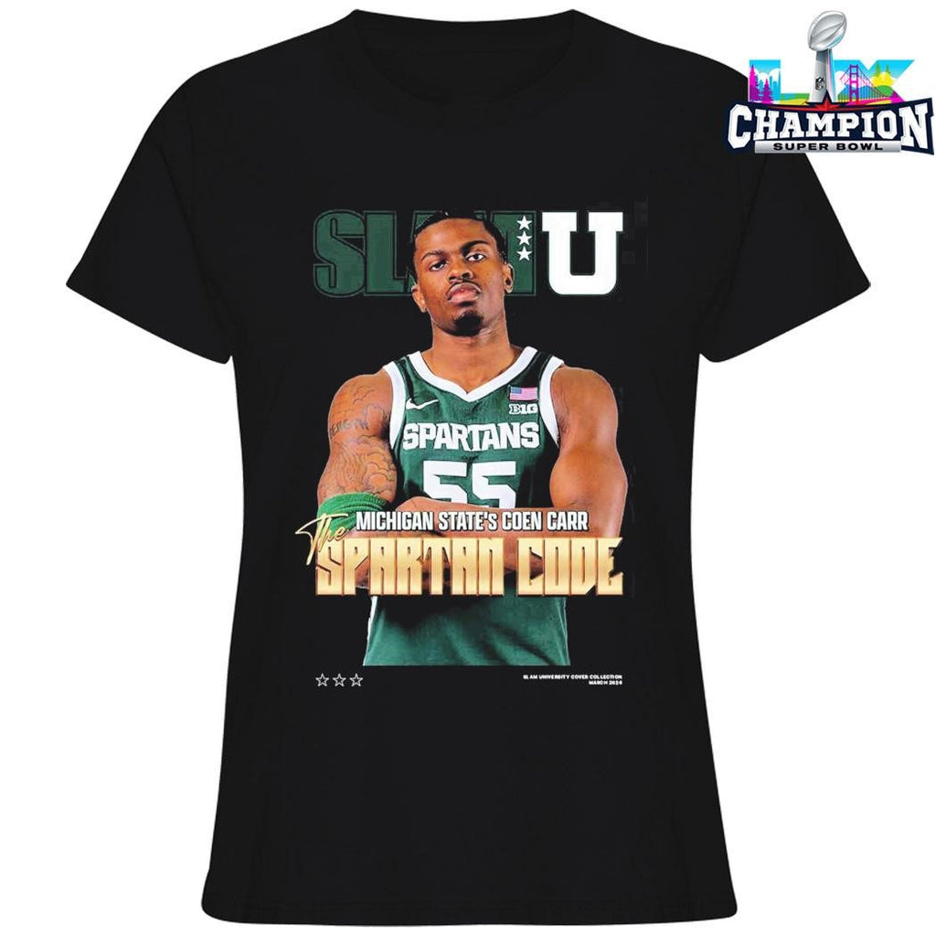 Slamu Michigan State Spartans Coen Carr The Spartan Code Magazine Shirt
