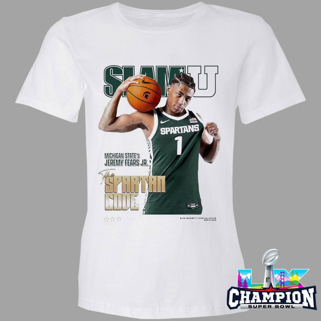 Slamu Michigan State Spartans Jeremy Fears Jr The Spartan Code Magazine Shirt