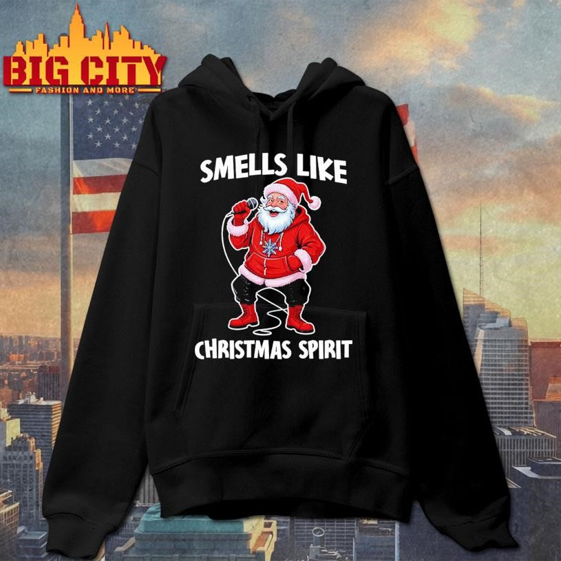 Smells Like Christmas Spirit Funny Santa Shirt