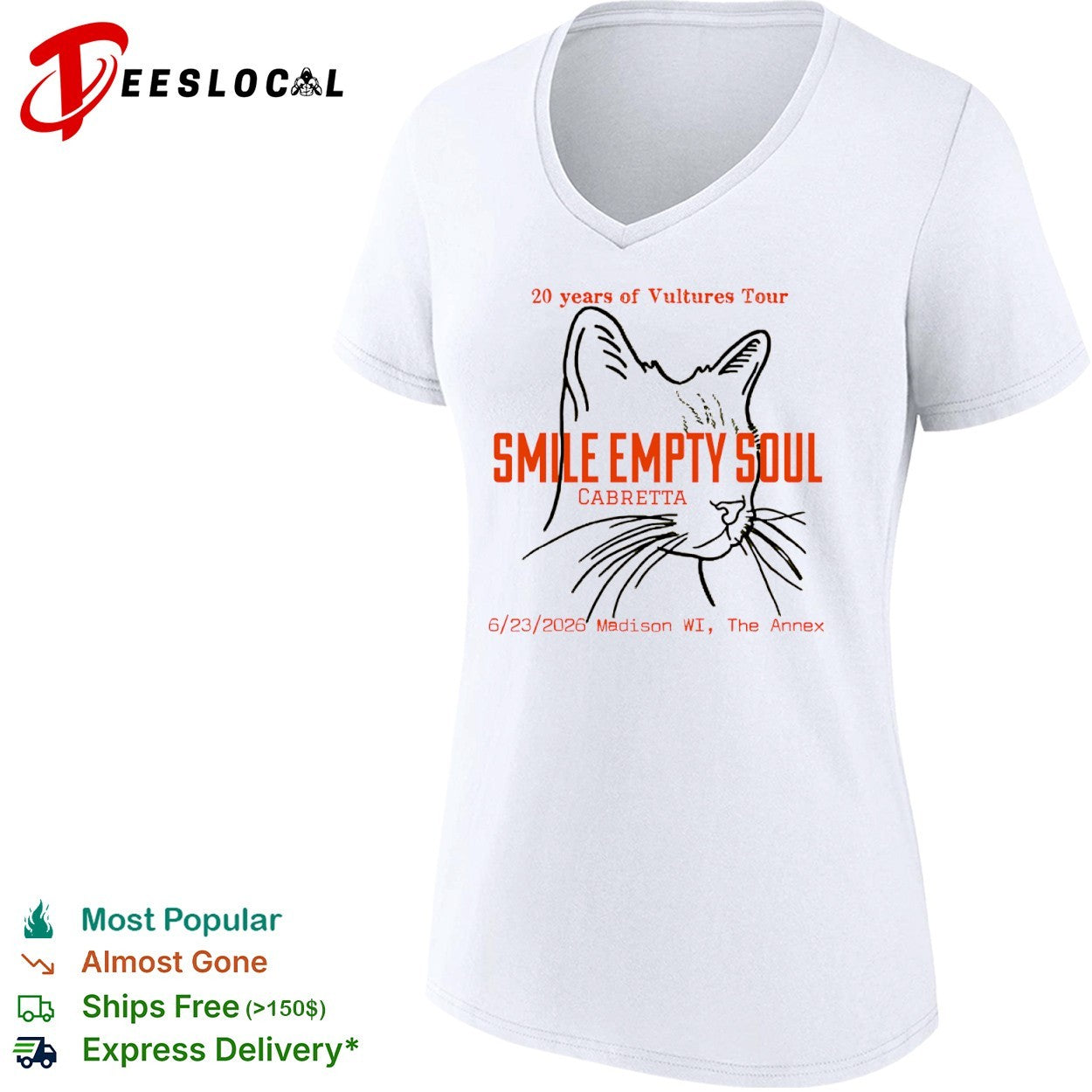Smile Empty Soul Cabretta 20 years of Vultures Tour Madison WI The Annex shirt