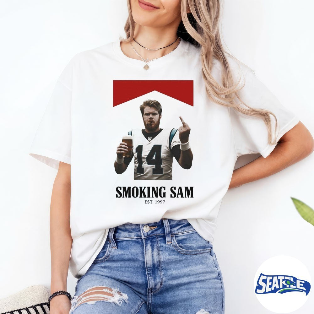 Smoking Sam Darnold Middle Finger Seattle 2026 Shirt