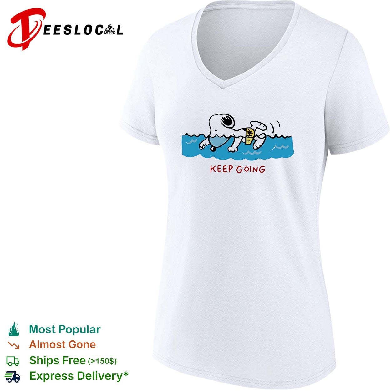 Snoopy swimming keep going Peanuts inspirational shirt