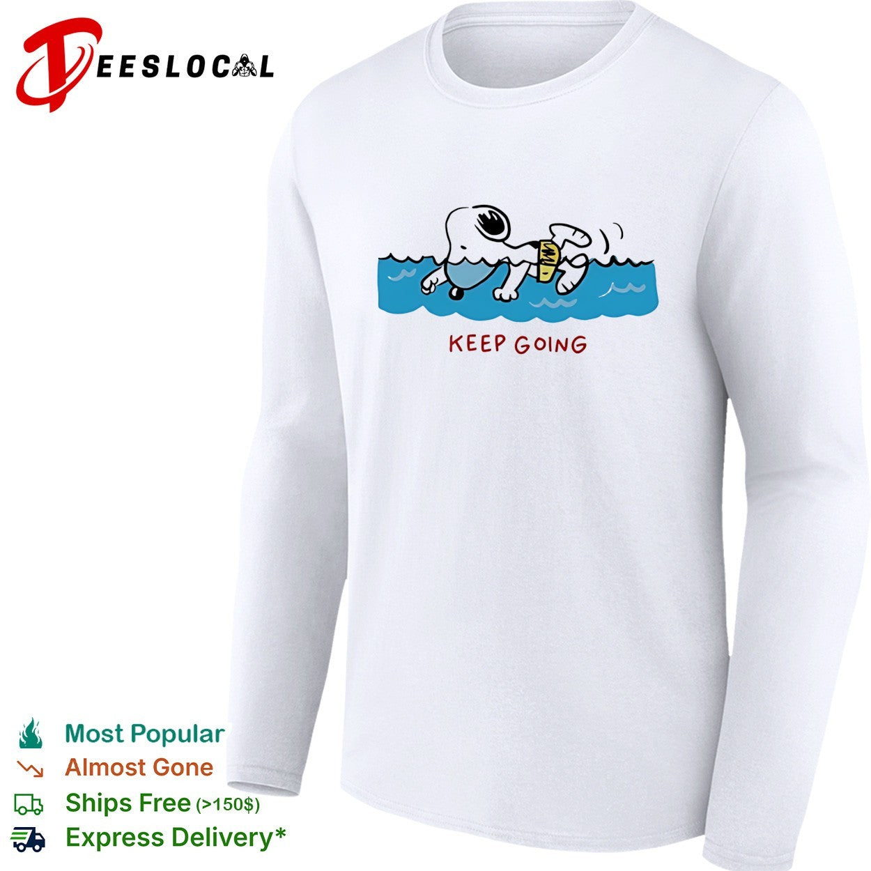 Snoopy swimming keep going Peanuts inspirational shirt