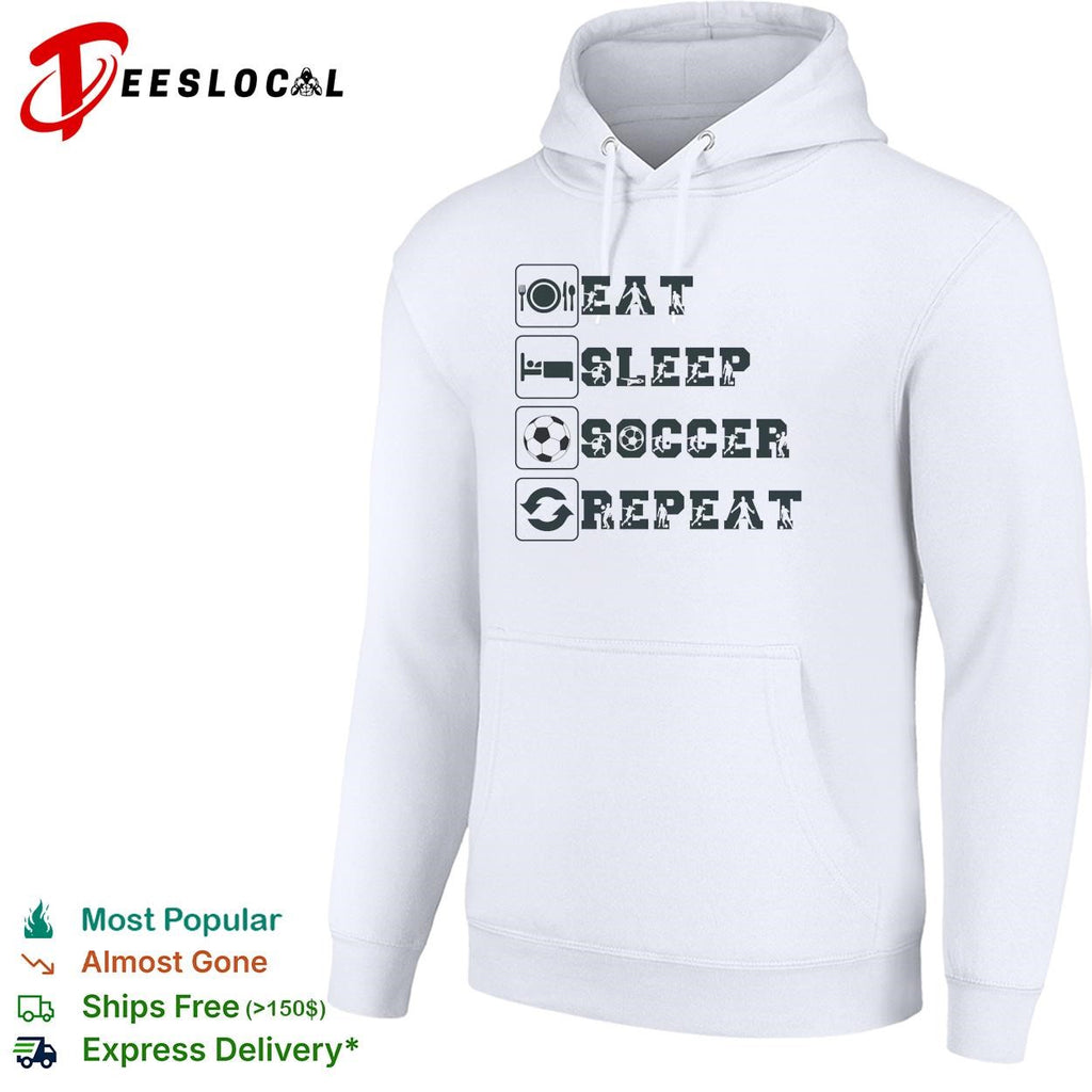 Soccer fan sports icons eat sleep repeat shirt