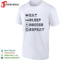 Soccer fan sports icons eat sleep repeat shirt