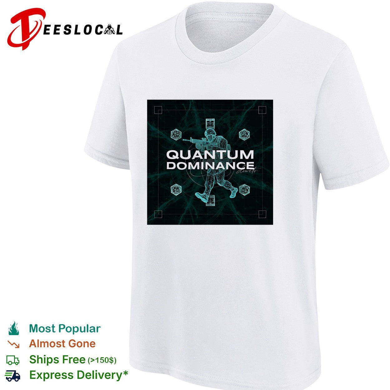 Soldier marching quantum dominance hologram shirt