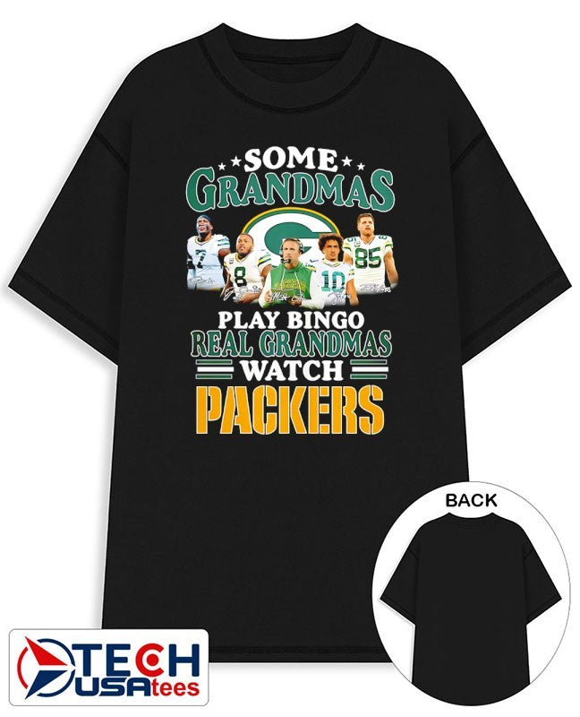 Some grandmas play bingo real grandmas watch Green Bay Packers signatures shirt