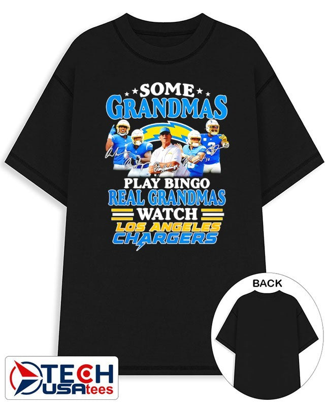 Some grandmas play bingo real grandmas watch Los Angeles Chargers signatures shirt