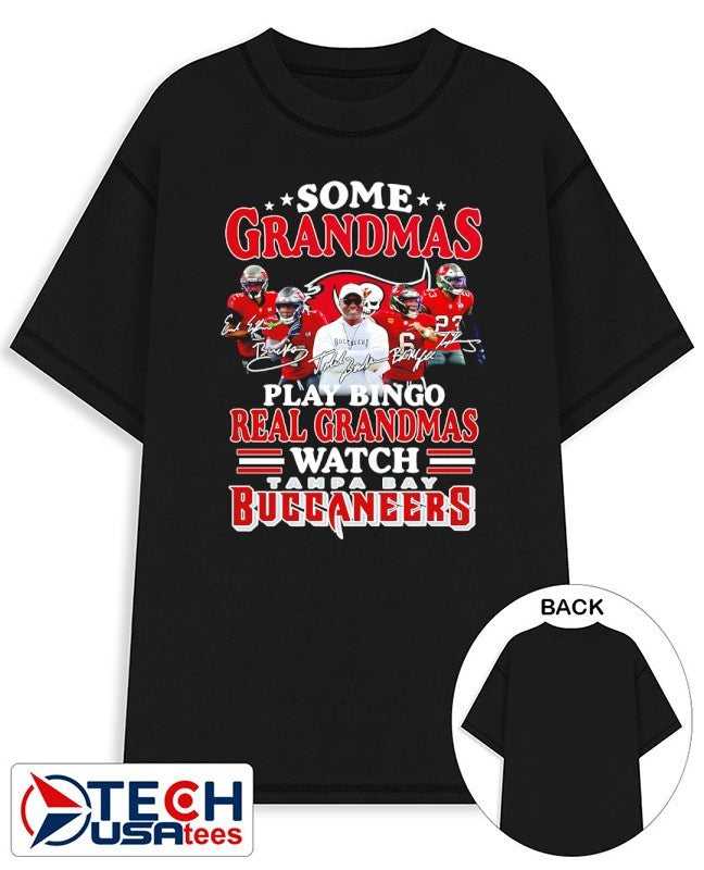 Some grandmas play bingo real grandmas watch Tampa Bay Buccaneers signatures shirt