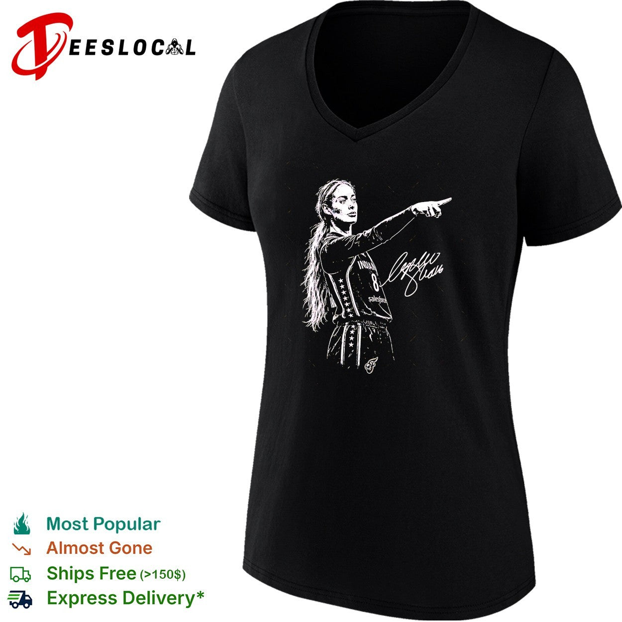 Sophie Cunningham Indiana Fever pointing sketch shirt