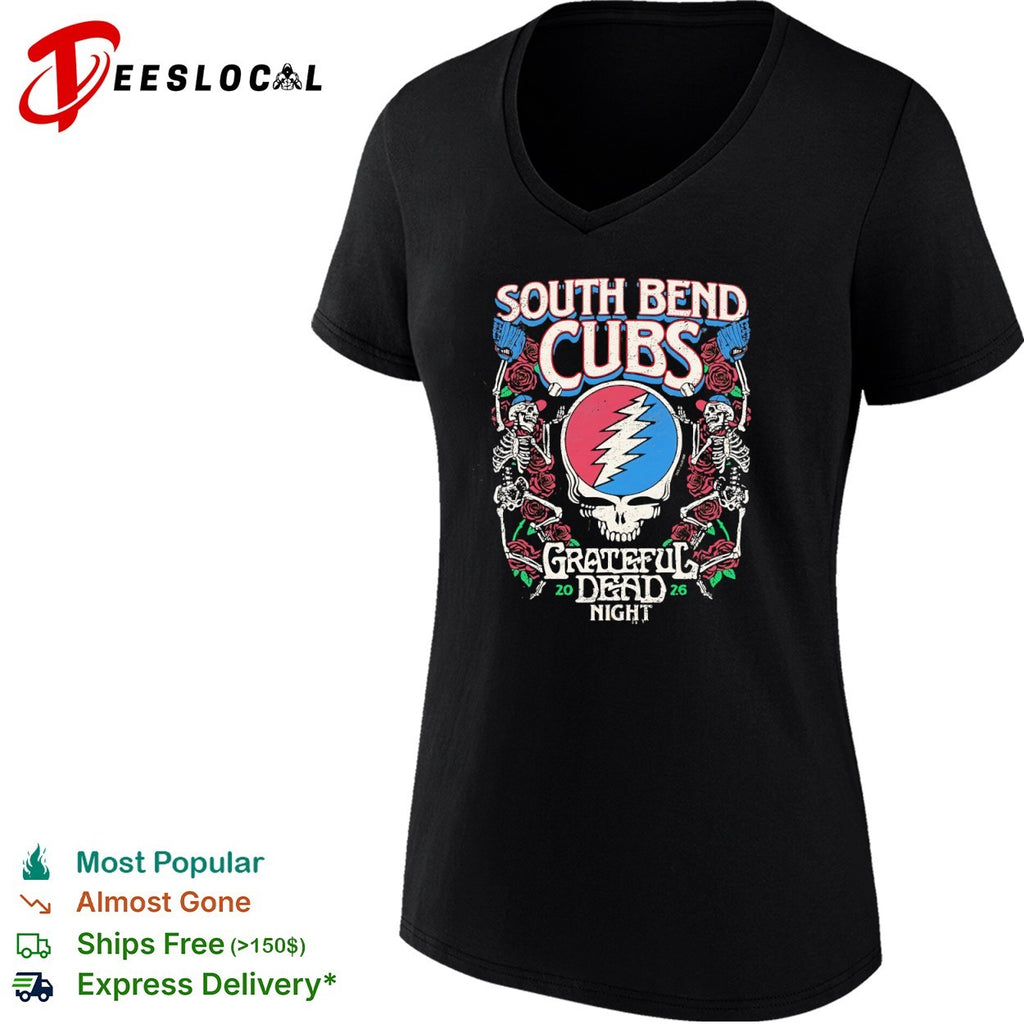 South Bend Cubs Grateful Dead Night 2026 Steal Your Face Baseball Skeleton shirt