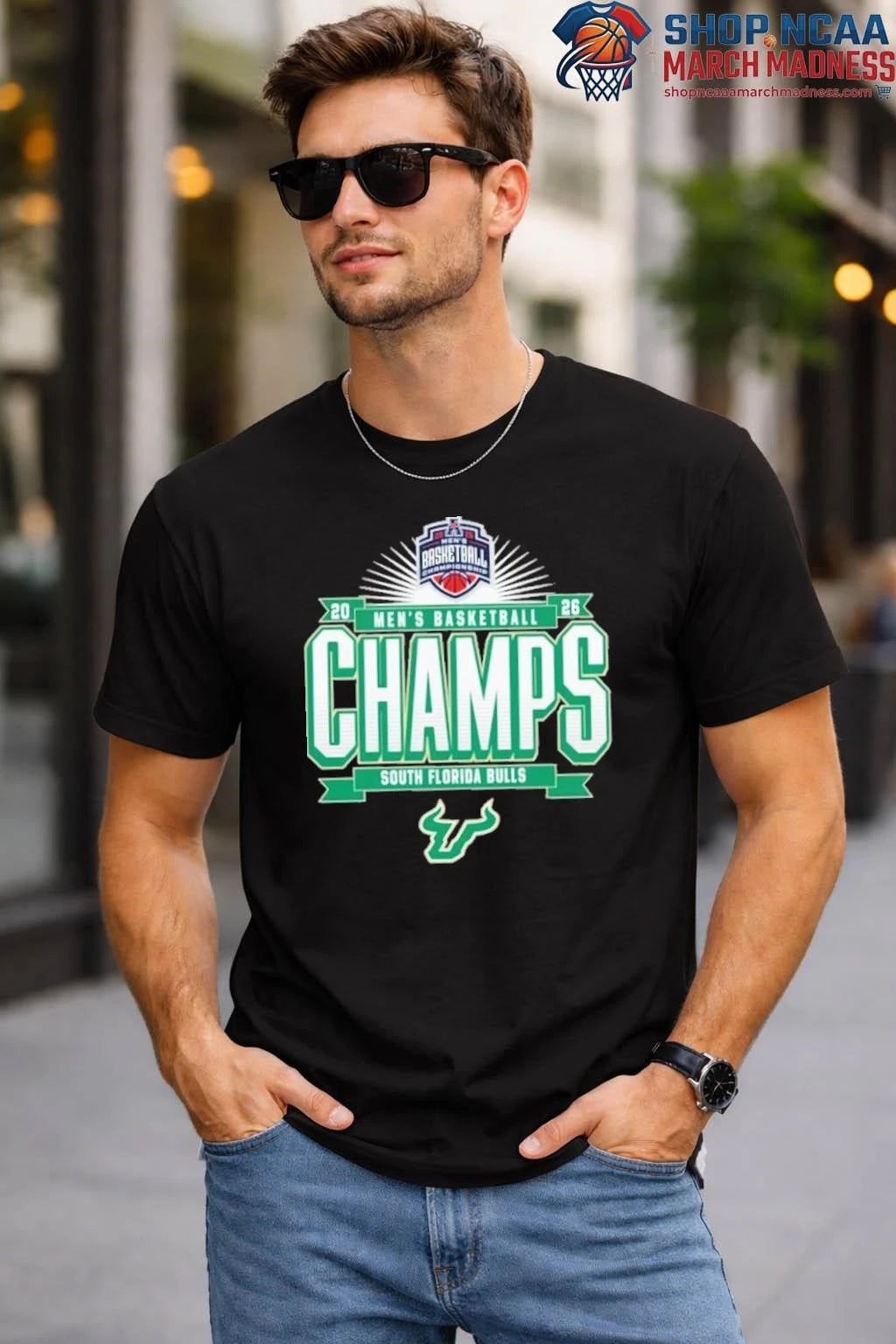 South Florida Bulls Men’s Basketball 2026 American Conference Tournament Champions Locker Room T-Shirt South Florida Bulls