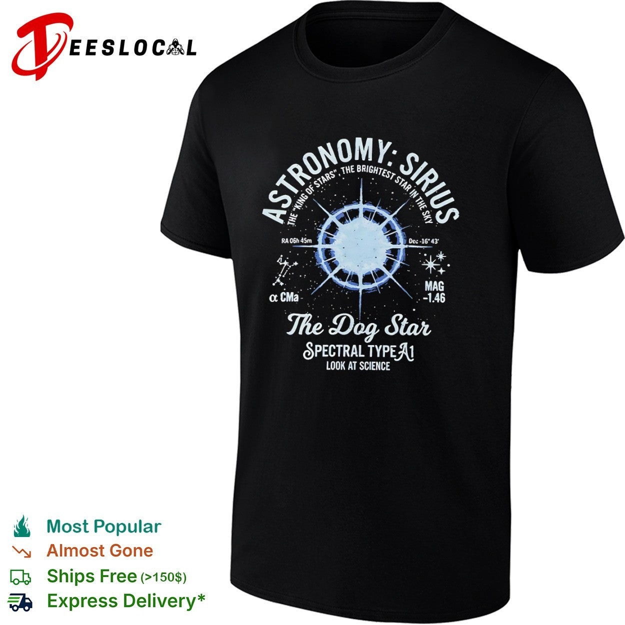 Space diagram astronomy Sirius the dog star shirt