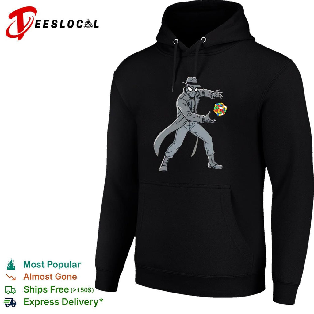 Spider-Man Noir with a Rubik’s Cube shirt