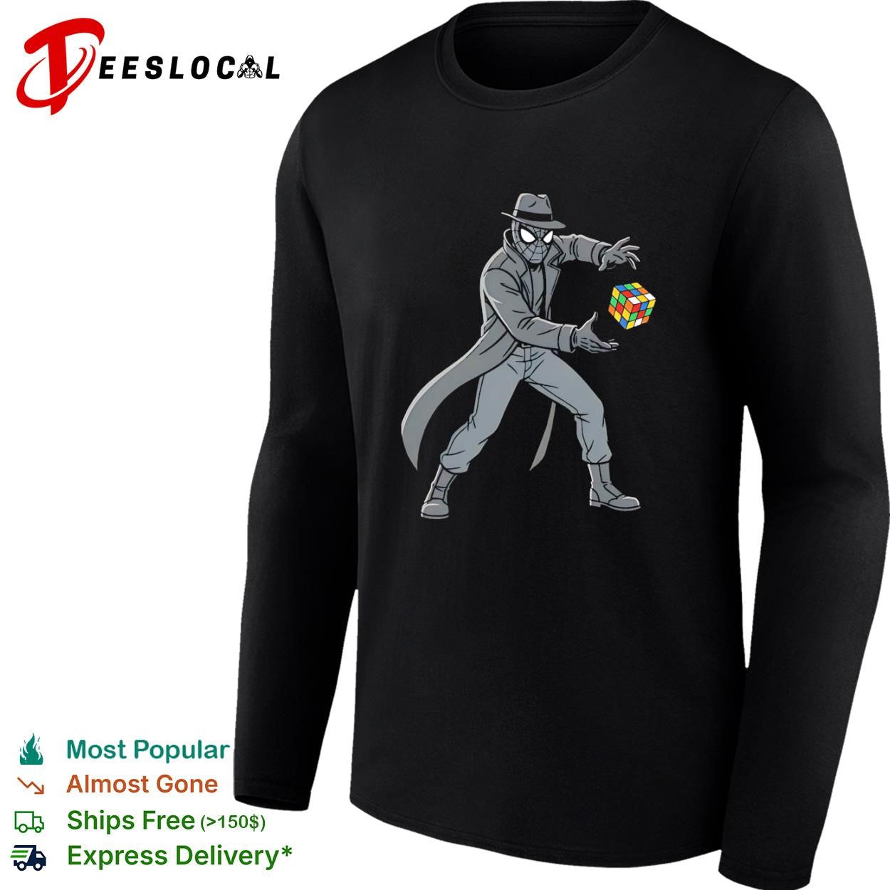 Spider-Man Noir with a Rubik’s Cube shirt