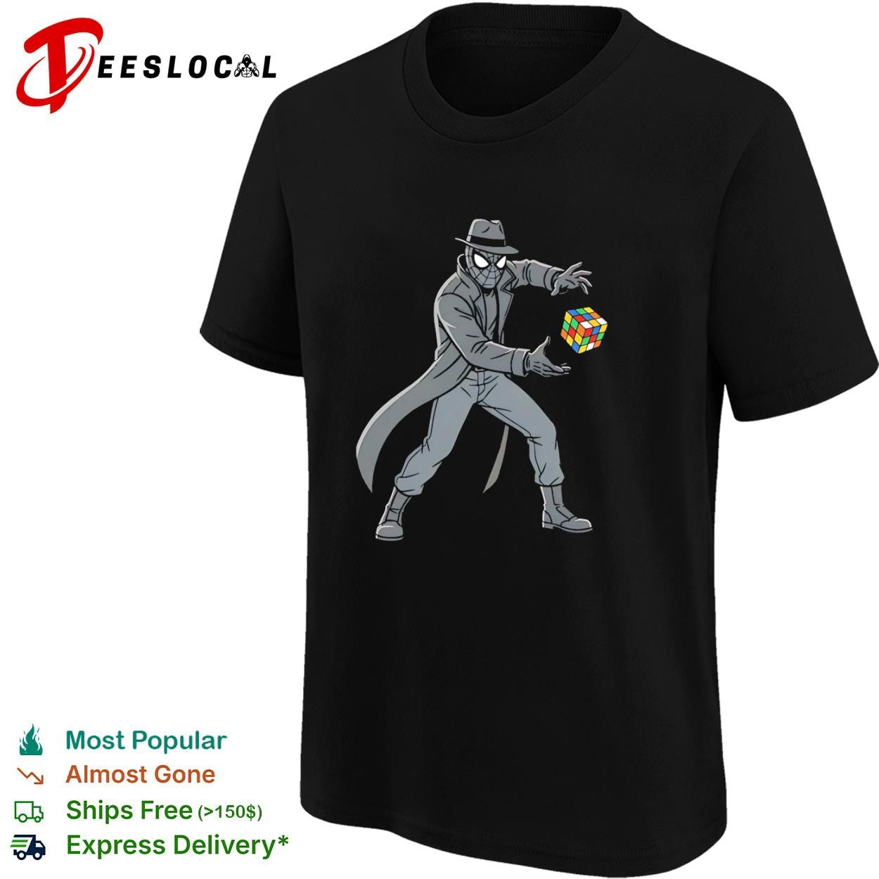 Spider-Man Noir with a Rubik’s Cube shirt