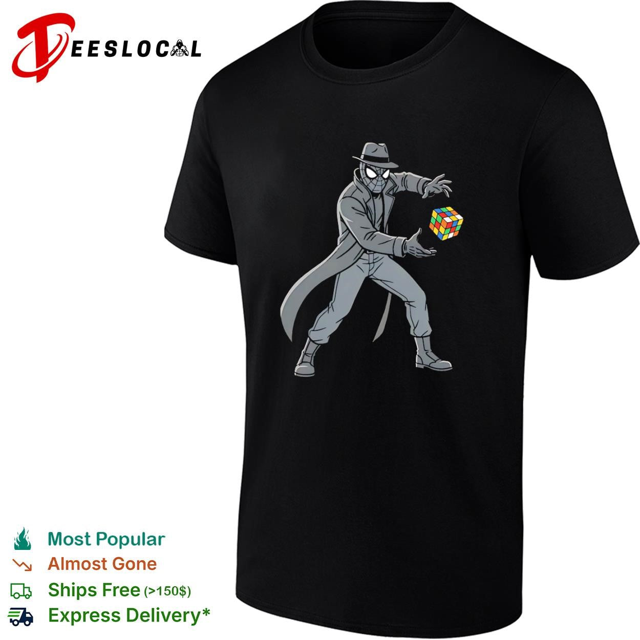 Spider-Man Noir with a Rubik’s Cube shirt