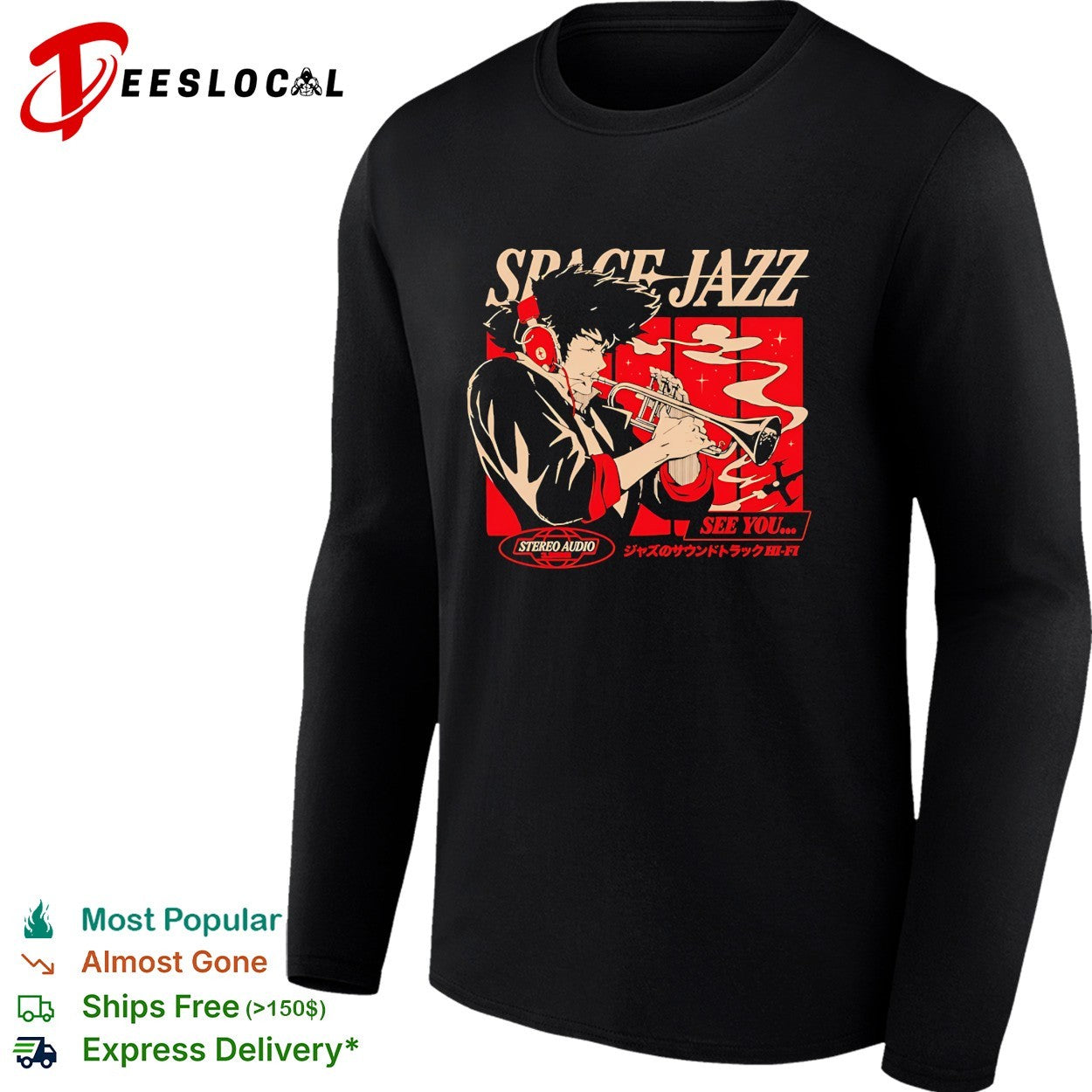 Spike Spiegel Cowboy Bebop Space Jazz See You Stereo Audio 1998 Jazz Soundtrack shirt