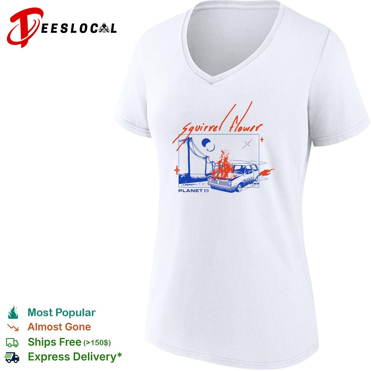 Squirrel Flower burning car poster shirt