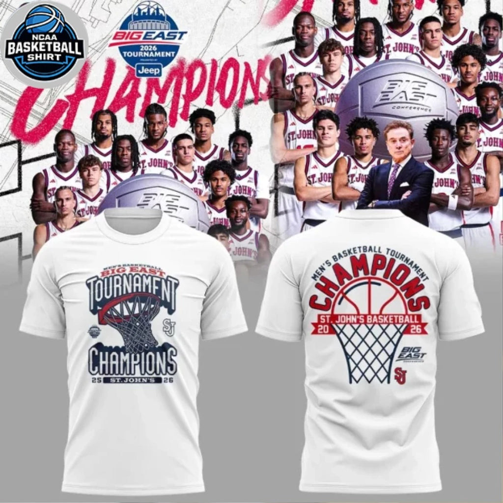 St John’s Red Storm University Men’s Basketball 2026 Big East Champions Limited Edition White Hoodie Shirt