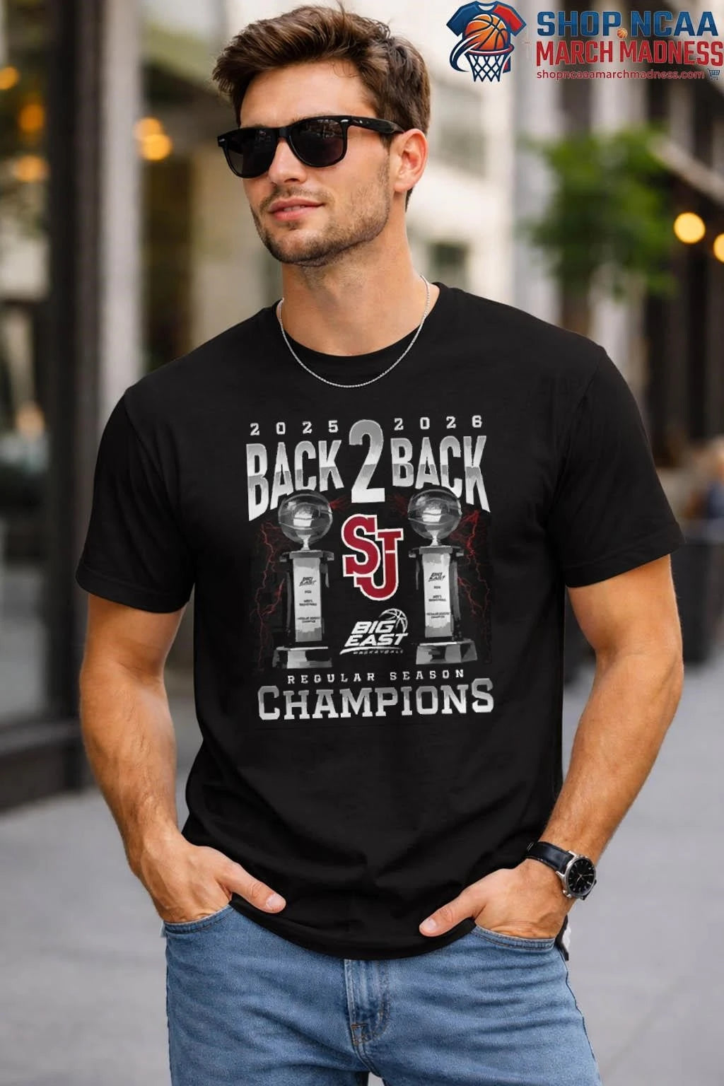 St. John’s University Men’s Basketball Big East Tournament Champions 2026 Back 2 Back Shirt
