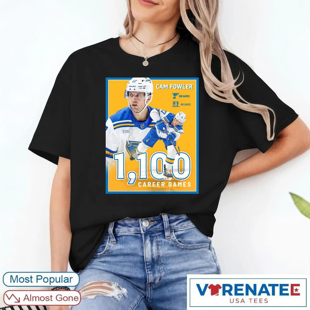 St. Louis Blues Cam Fowler 109 Games 991 Games 1100 Career Games Poster shirt