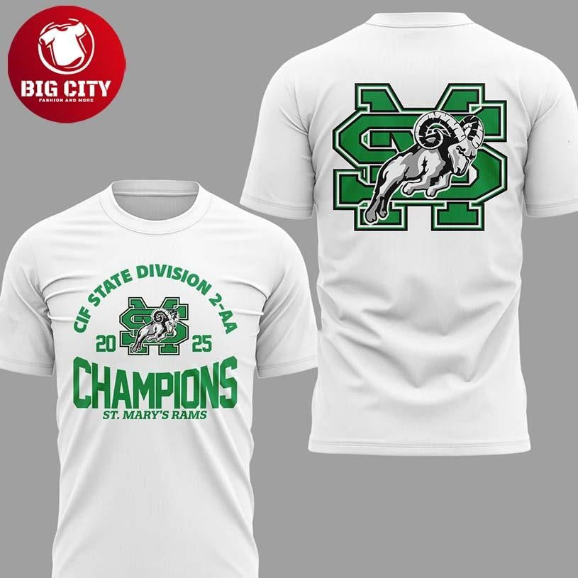 St. Mary’s Rams 2025 CIF State Division 2-AA Champions Two Sided Shirt
