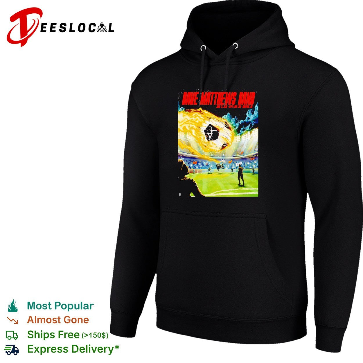 Stadium concert fireball soccer field sci-fi retro band poster version two shirt