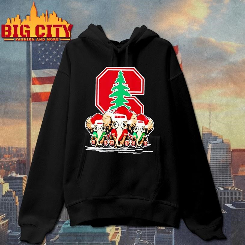 Stanford Cardinal X Elephants Santa Hat Merry Christmas Shirt