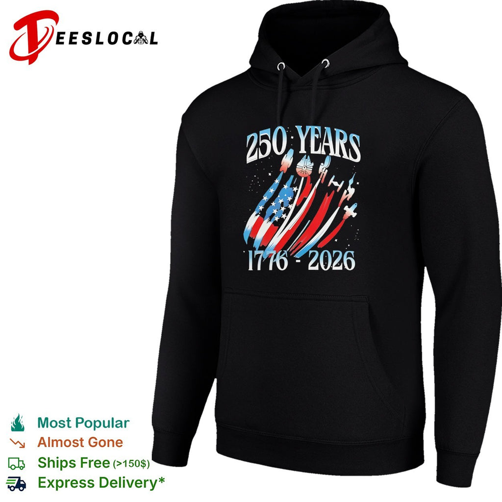 Star Wars Millennium Falcon 250 Years 1776 2026 American Flag Independence Day shirt